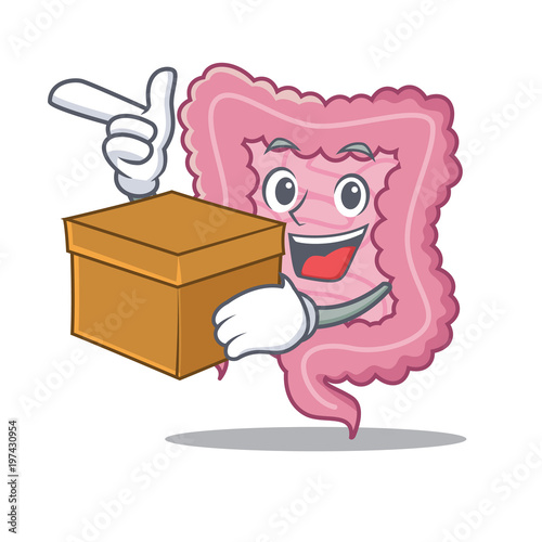 With box intestine character cartoon style