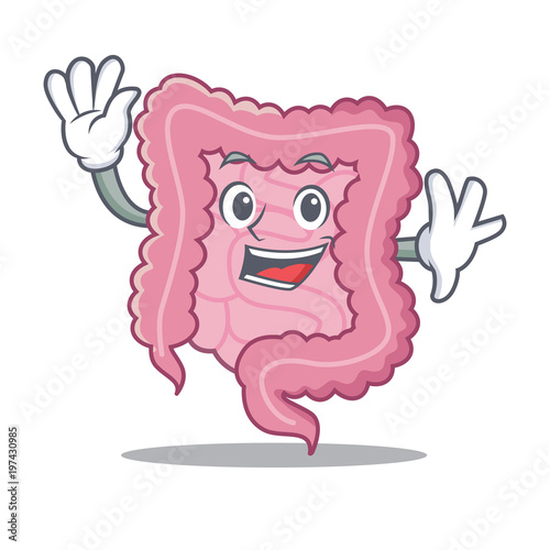 Waving intestine character cartoon style