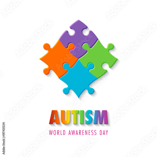 World autism awareness day. Colorful puzzle sign. Symbol of autism. Vector Illustration