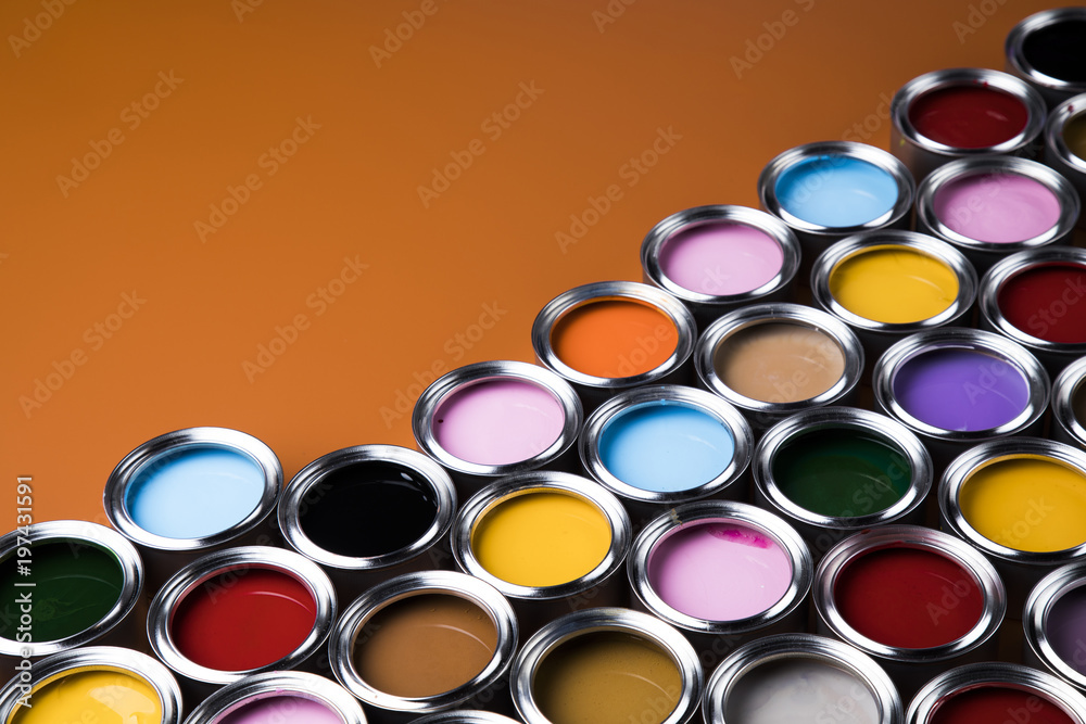 Full Buckets of rainbow colored oil paint Full Buckets of rainbow colored oil paint