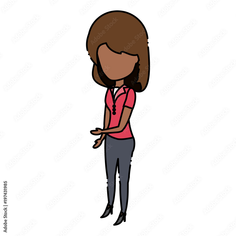 avatar woman standing over white background, colorful design. vector illustration