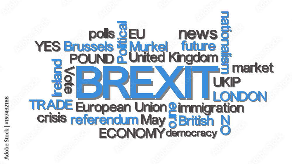 Fototapeta premium Brexit word cloud typography blue