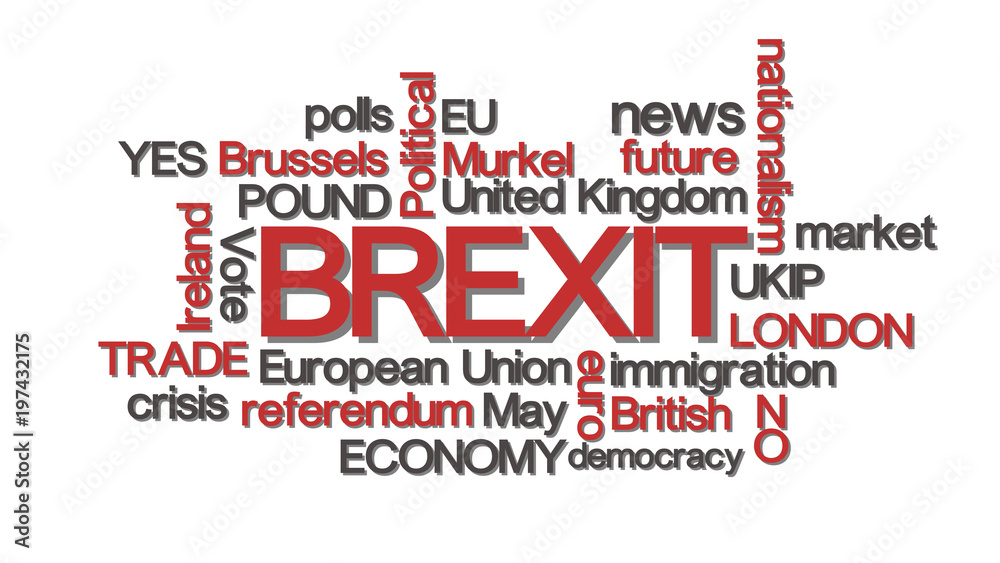 Fototapeta premium Brexit word cloud typography red