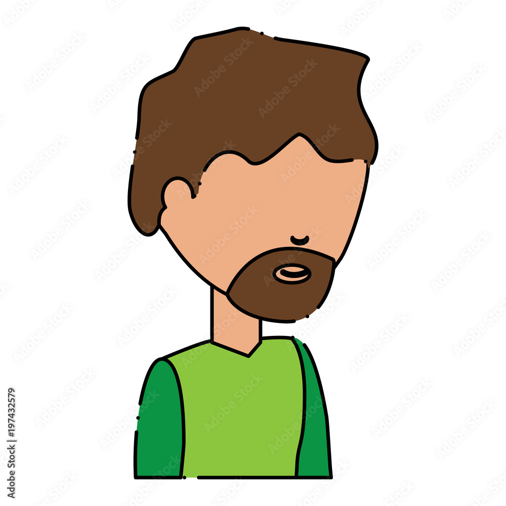 avatar man with beard icon over white background colorful design. vector illustration