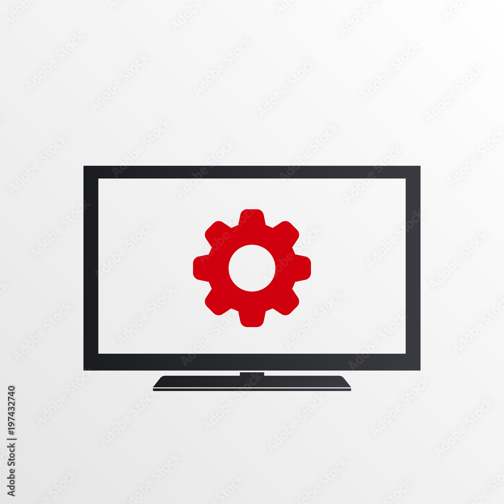 TV icon with settings sign. TV icon and customize, setup, manage, process symbol TV icon with settings sign. TV icon and customize, setup, manage, process symbol