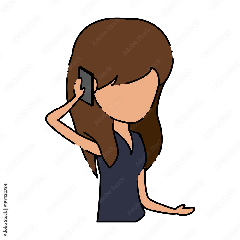 avatar Woman Talking on Cellphone over white background, colorful design. vector illustration avatar Woman Talking on Cellphone over white background, colorful design. vector illustration