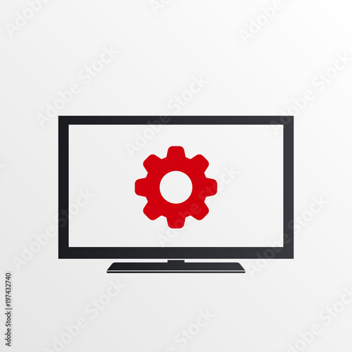 TV icon with settings sign. TV icon and customize, setup, manage, process symbol