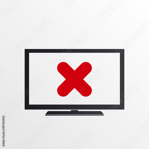 TV icon with cancel sign. TV icon and close, delete, remove symbol