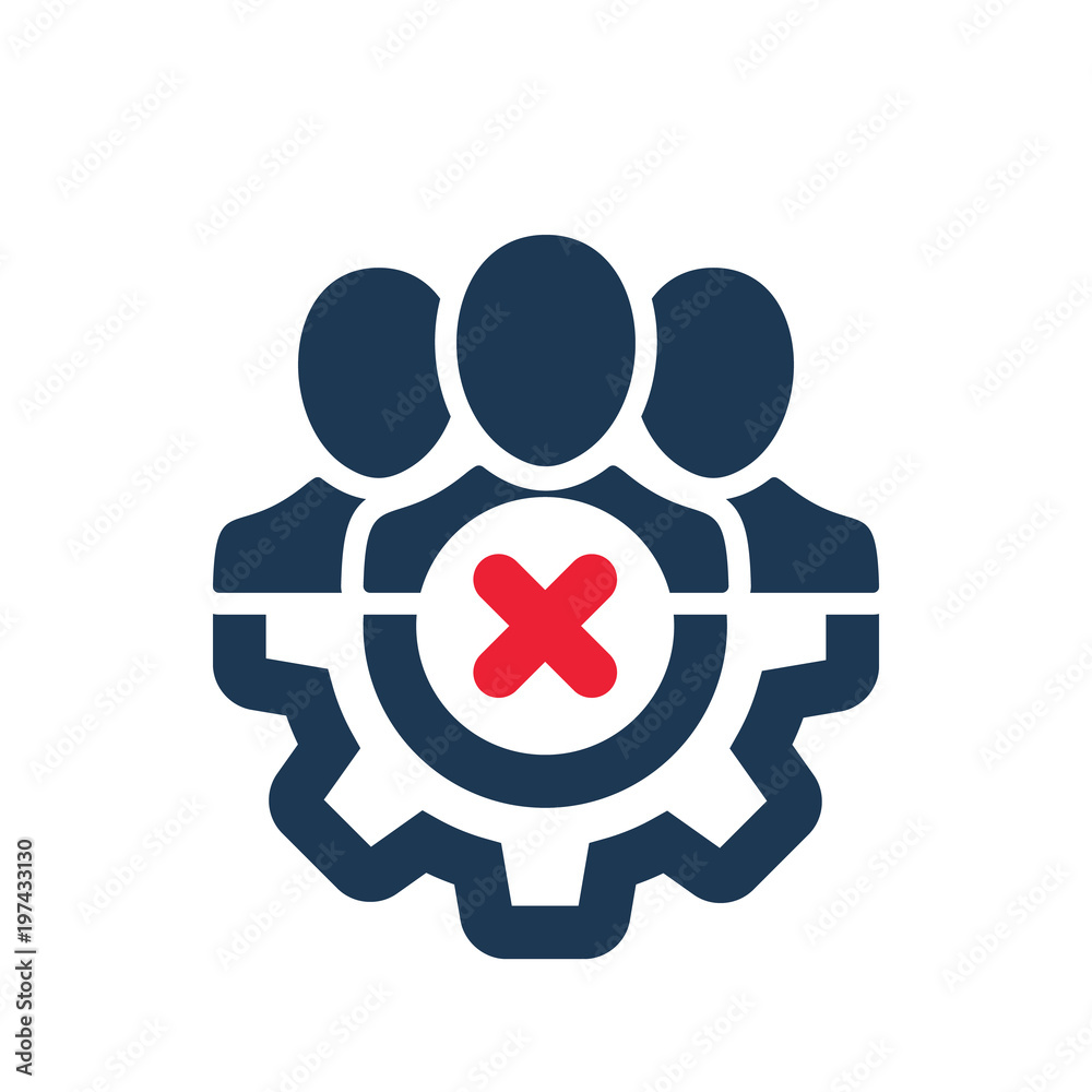 Management icon with cancel sign. Management icon and close, delete ...