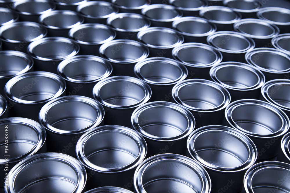 Tin metal cans, Painting background Tin metal cans, Painting background