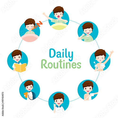 The Daily Routines Of Boy On Circle Chart, People, Activities, Habit, Lifestyle, Leisure, Hobby, Avocation
