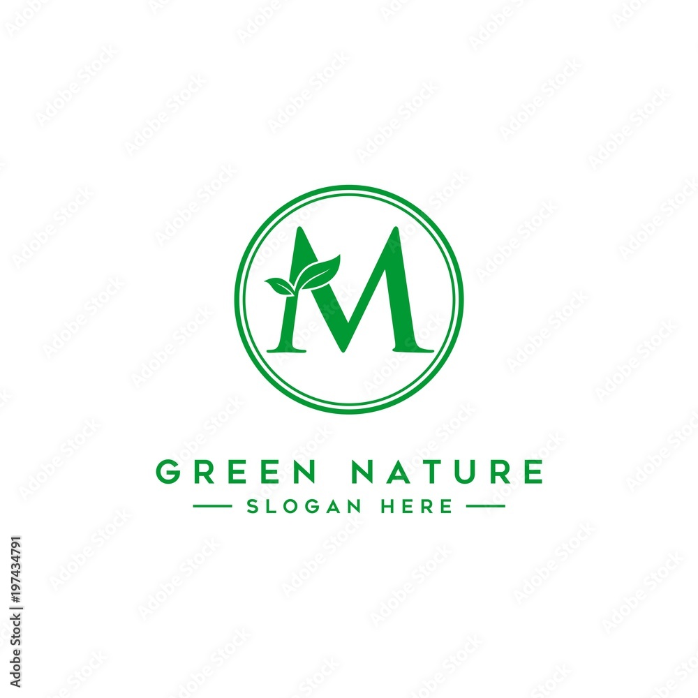 letter M logo concept, nature green leaf symbol, initials icon design letter M logo concept, nature green leaf symbol, initials icon design