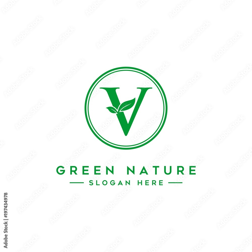 letter V logo concept, nature green leaf symbol, initials icon design letter V logo concept, nature green leaf symbol, initials icon design