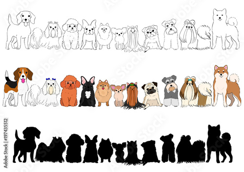 set of small dogs hand drawn borders © Studio Ayutaka