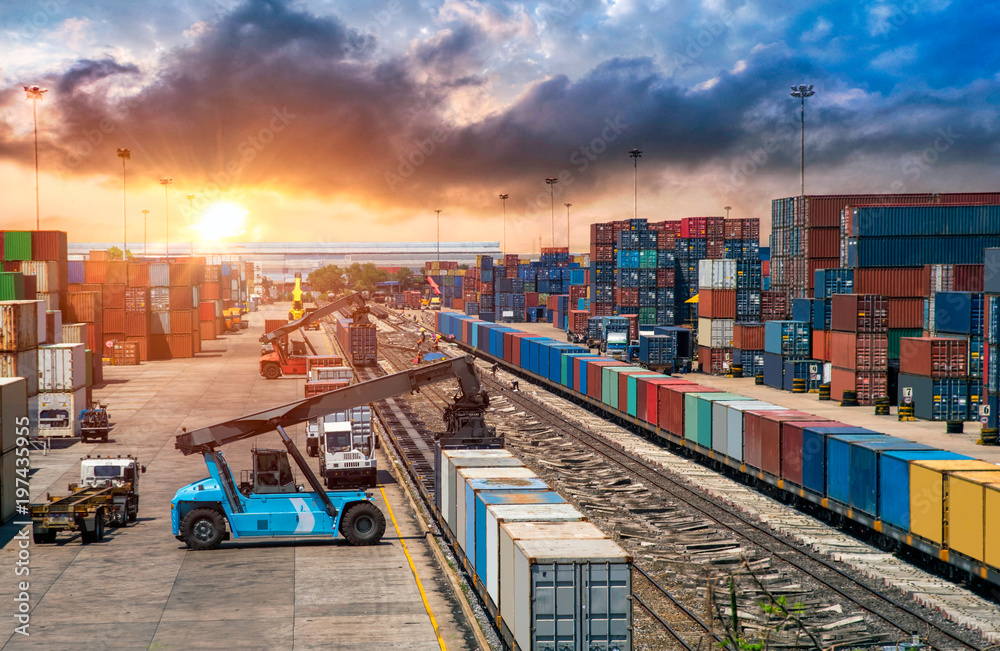 Business Logistics and transportation concept, of Container Cargo train and  truck for Logistic import export and transport industry background Photos |  Adobe Stock