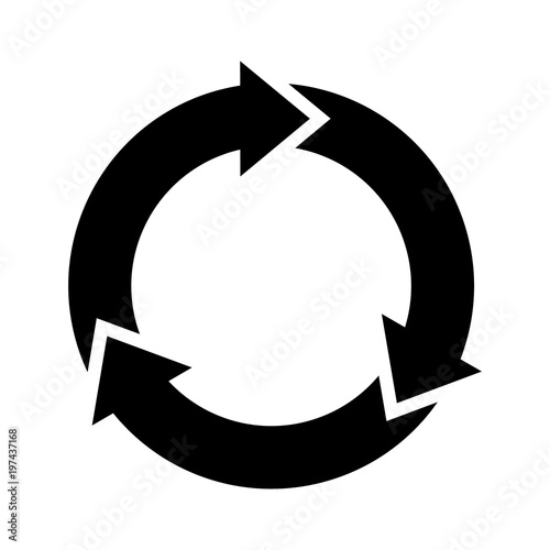 Three circle arrows in a round rotating circular motion flat vector icon for apps and websites photo