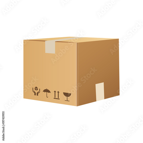 Cardboard box isolated on white. Flat Carton box . Vector flat cartoon illustration © Aygun