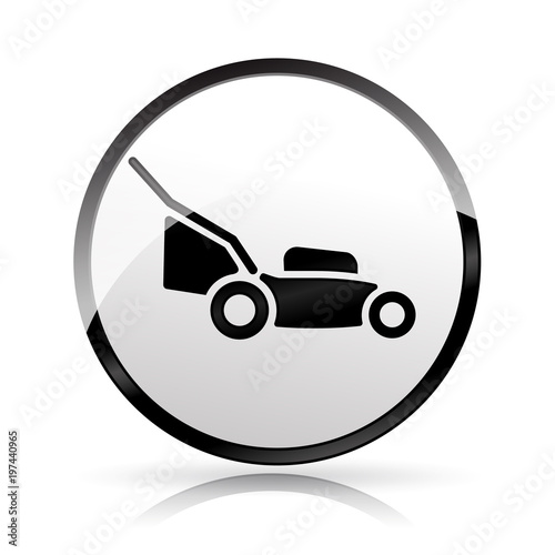 lawn mower icon on white background