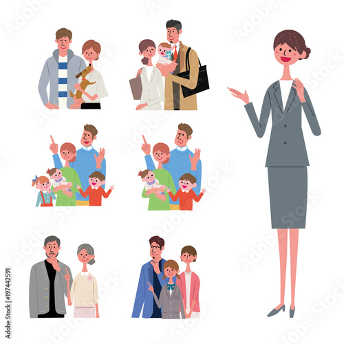 家族　上半身　イラスト　セット
