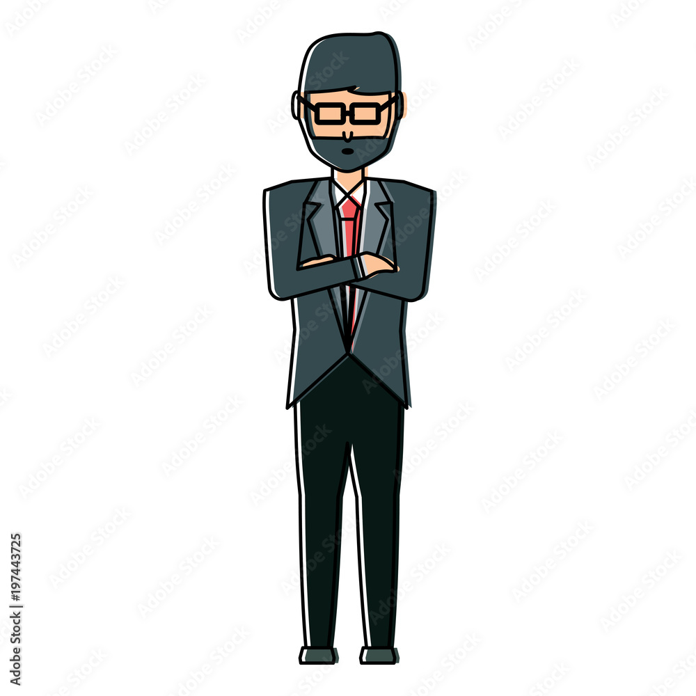 avatar businessman standing with crossed arms icon over white background, vector illustration avatar businessman standing with crossed arms icon over white background, vector illustration