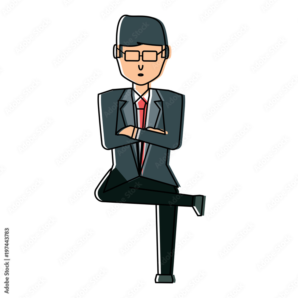 avatar businessman with sunglasses and sitting over white background, colorful design. vector illustration avatar businessman with sunglasses and sitting over white background, colorful design. vector illustration