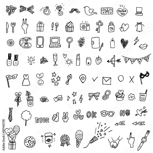 手描き　アイコン　セット
