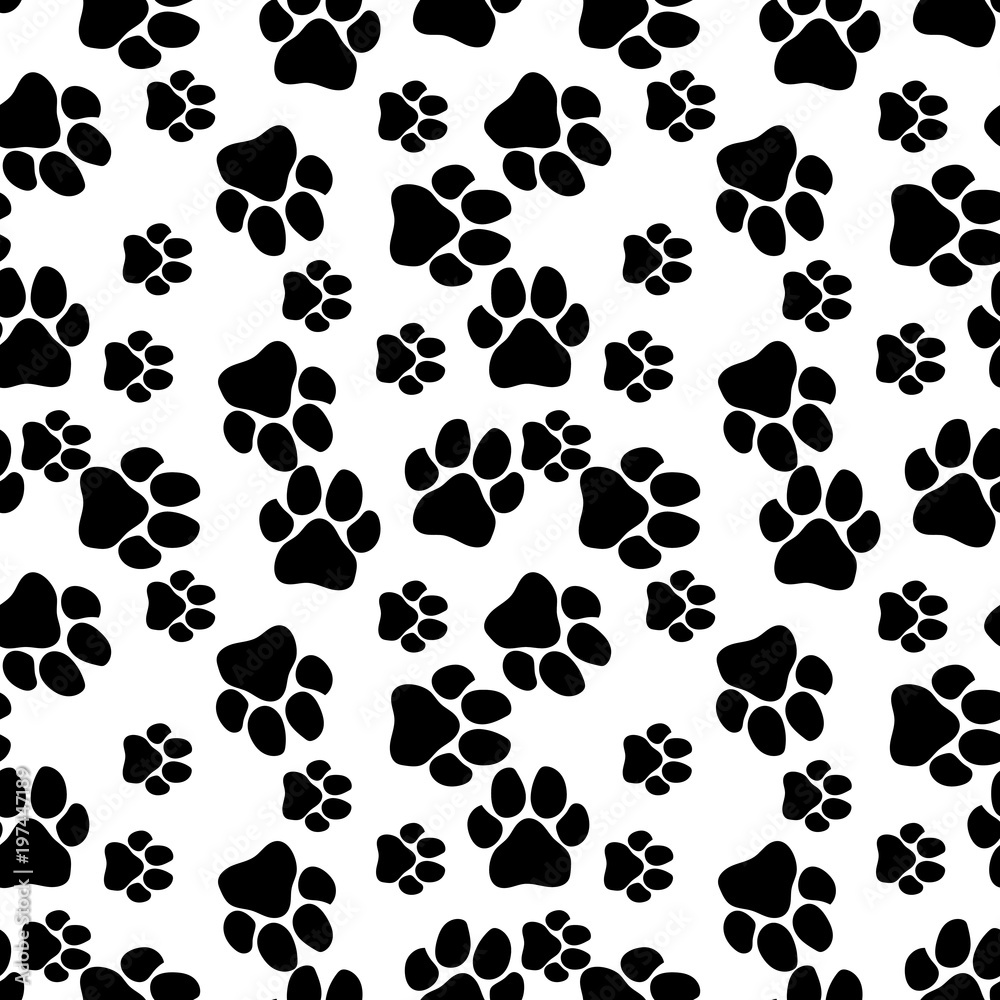 Fototapeta premium Vector seamless pattern with cat footprints. Can be used for wallpaper, web page background, surface textures.
