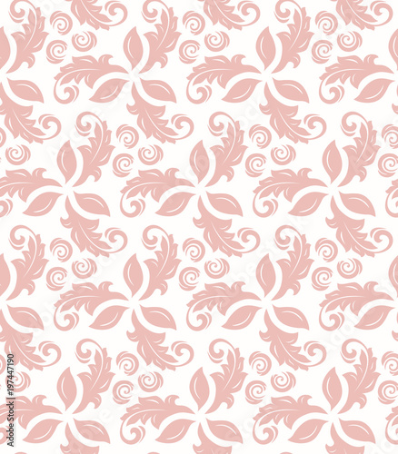 Floral pink ornament. Seamless abstract classic background with flowers. Pattern with repeating elements