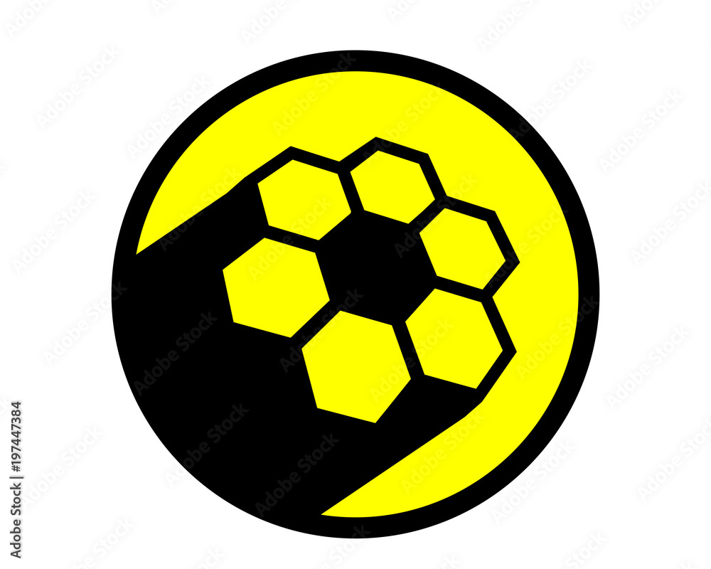 Obraz premium yellow black bee hive hexagon shape image vector icon symbol logo