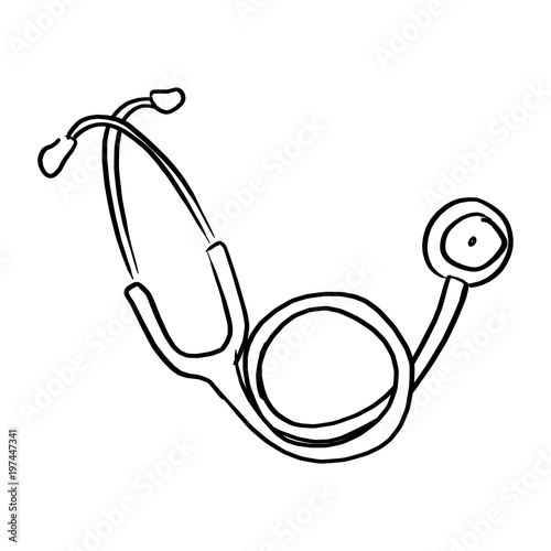 freehand stethoscope vector illustration sketch hand drawn with black lines isolated on white background