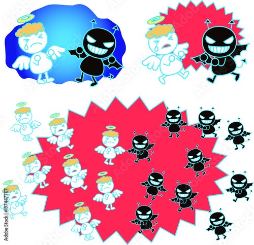 Devil and angel fight set