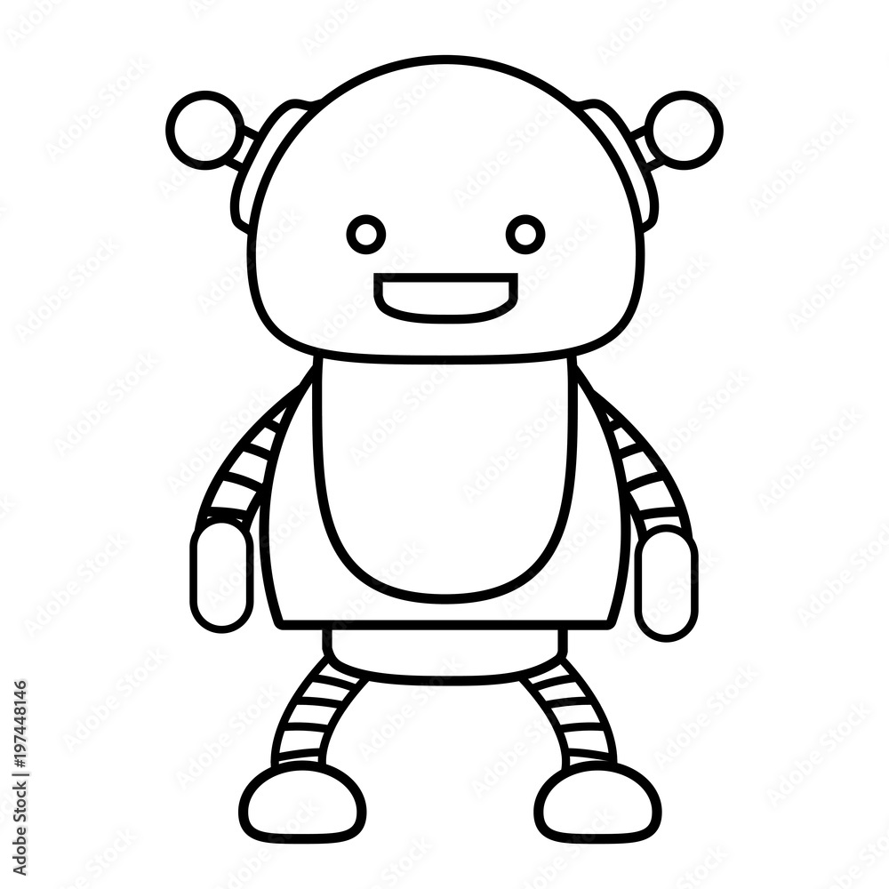 cartoon cute robot icon over white background, vector illustration