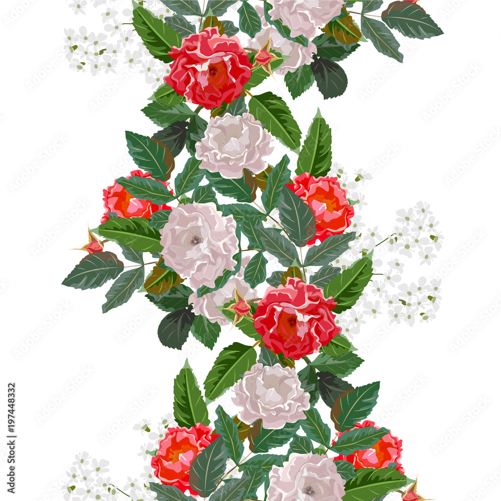 Seamless background with beautiful roses. Design for cloth, wallpaper, gift wrapping. Print for silk, calico and home textiles.Vintage natural pattern Seamless background with beautiful roses. Design for cloth, wallpaper, gift wrapping. Print for silk, calico and home textiles.Vintage natural pattern