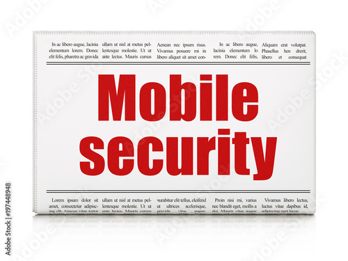 Safety concept: newspaper headline Mobile Security on White background, 3D rendering