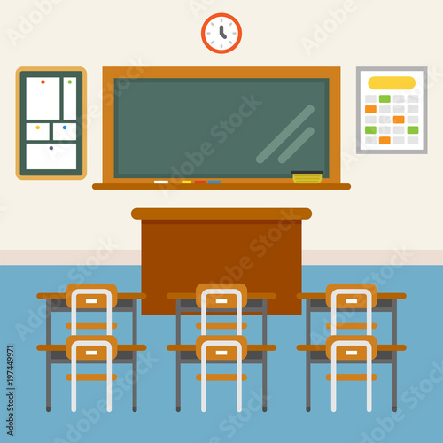 school empty class background vector flat design illustration set 