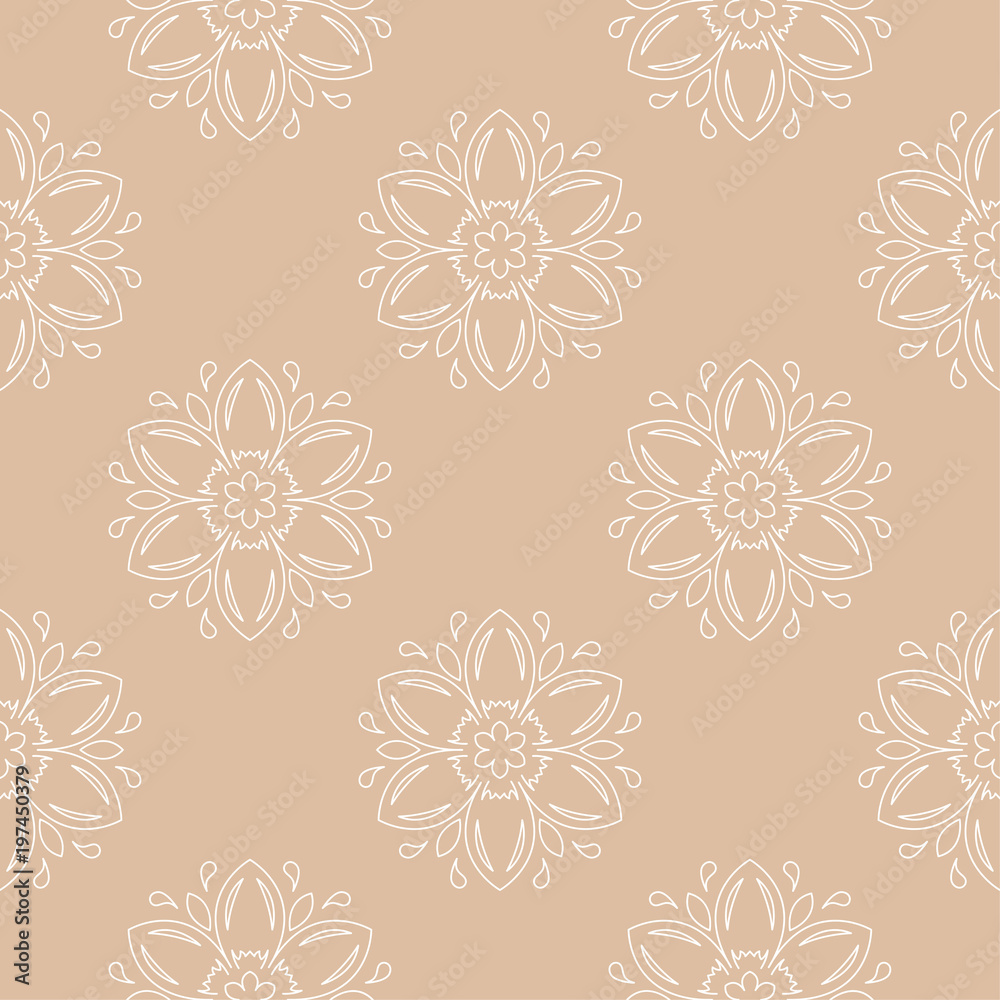 Beige and white floral seamless pattern Beige and white floral seamless pattern