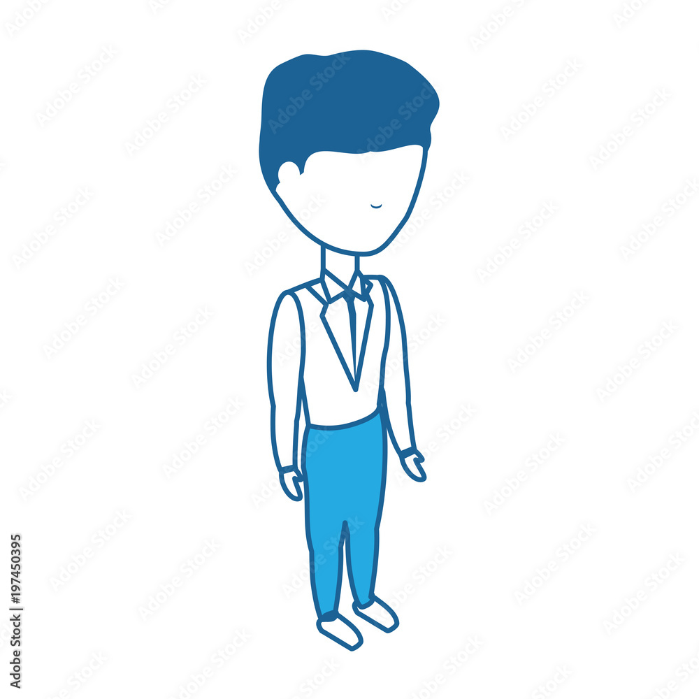 avatar businessman standing over white background, blue shading design.  vector illustration