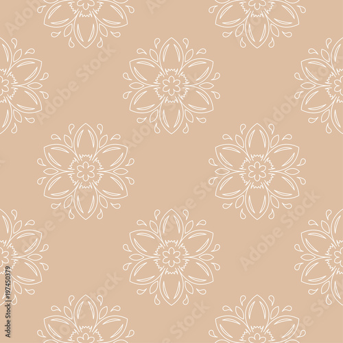 Beige and white floral seamless pattern