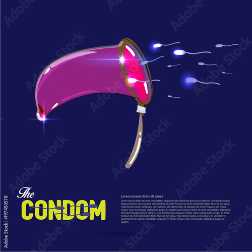 condom like a net catching sperm sperm. sperm charcher concept - vector