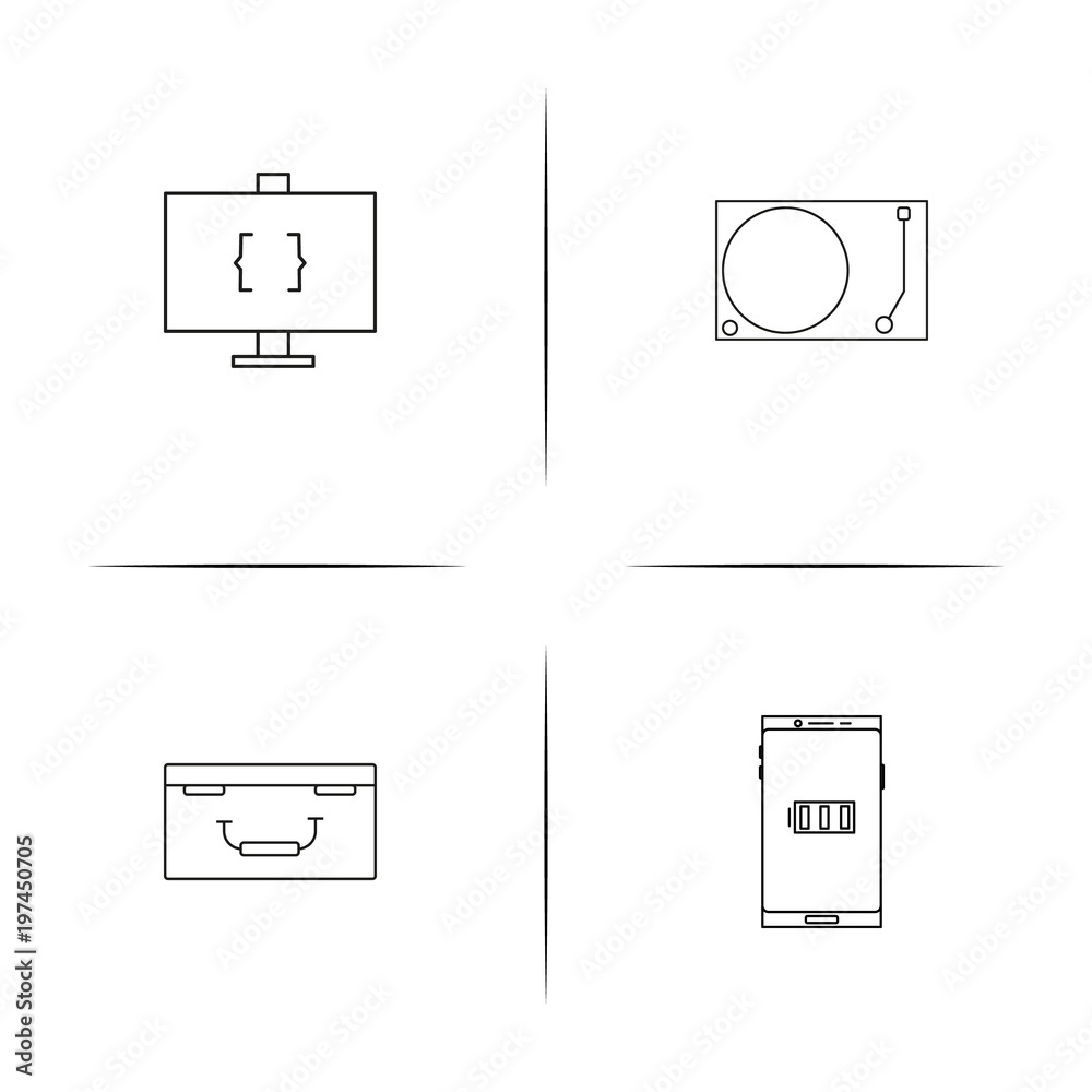 Devices simple linear icon set. Outline icons Devices simple linear icon set. Outline icons