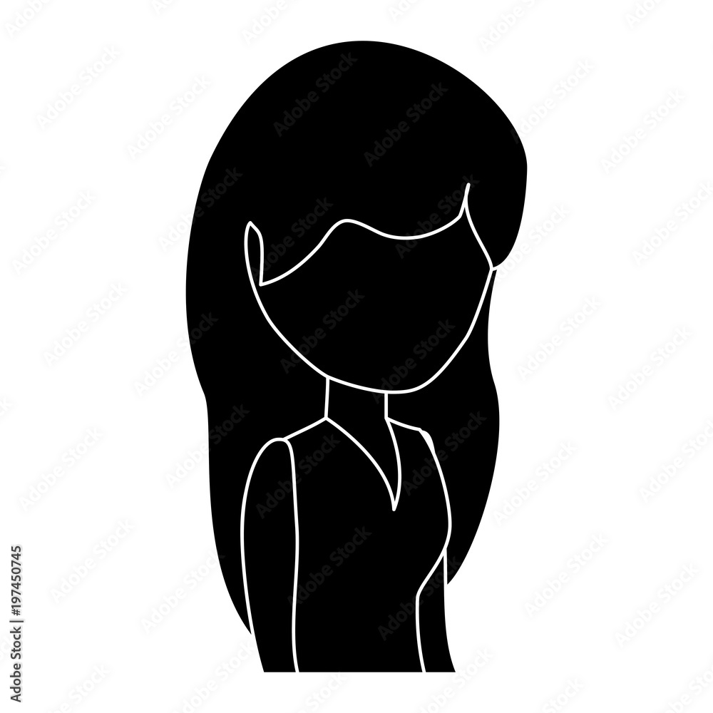 avatar woman with long hair over white background, vector illustration