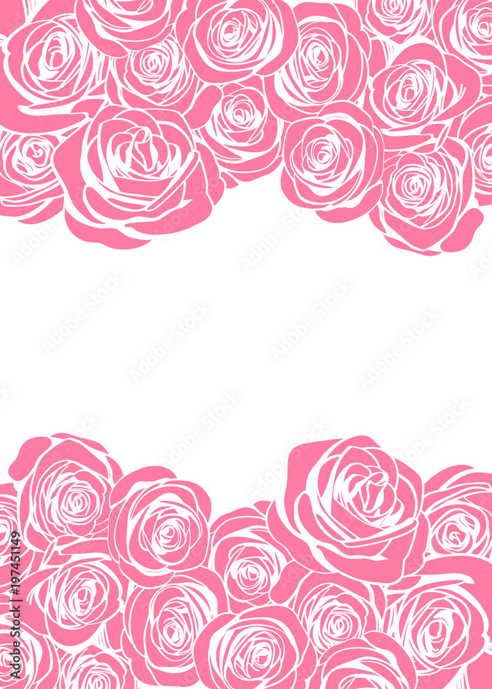 Happy Mother's Day pink greeting card with rose flowers frame border. Vector holiday love template illustration. Spring floral background Happy Mother's Day pink greeting card with rose flowers frame border. Vector holiday love template illustration. Spring floral background