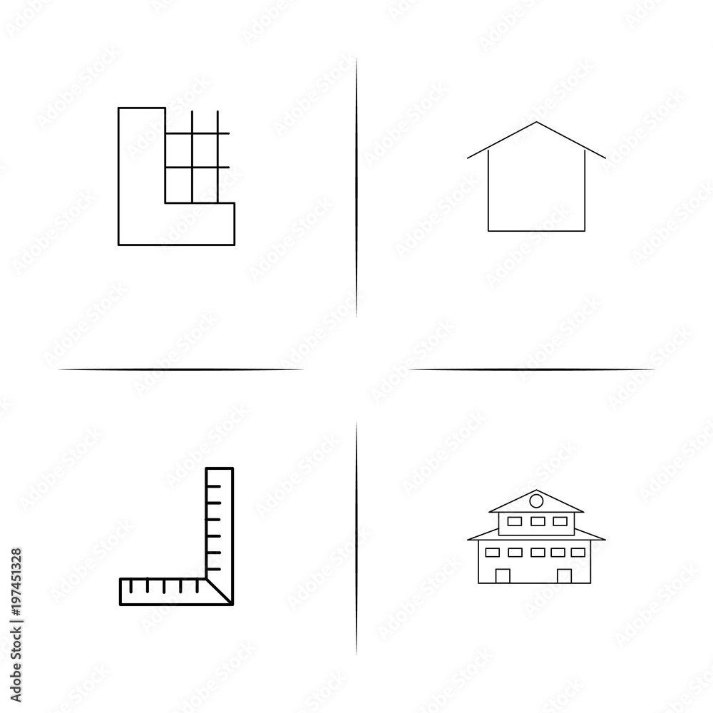 Buildings And Constructions simple linear icon set.Simple outline icons Buildings And Constructions simple linear icon set.Simple outline icons
