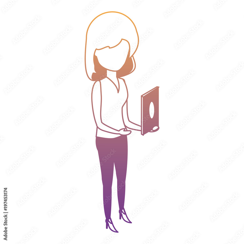 avatar woman standing and using the cellphone over white background, colorful design. vector illustration avatar woman standing and using the cellphone over white background, colorful design. vector illustration