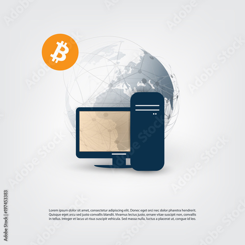 Networks - Business and Global Financial Connections, Cryptocurrency, Bitcoin Trading, Online Banking and Money Transfer Concept Design, Vector Illustration photo