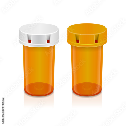 Yellow pills bottle isolated on transparent background