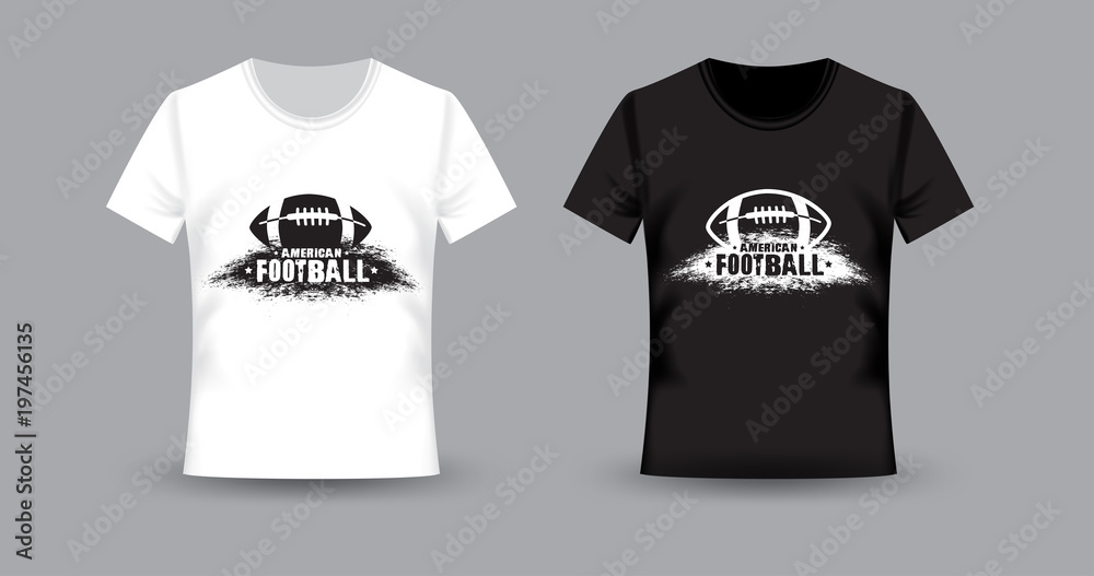American football t-shirt print.
White and black t-shirts American football t-shirt print.
White and black t-shirts