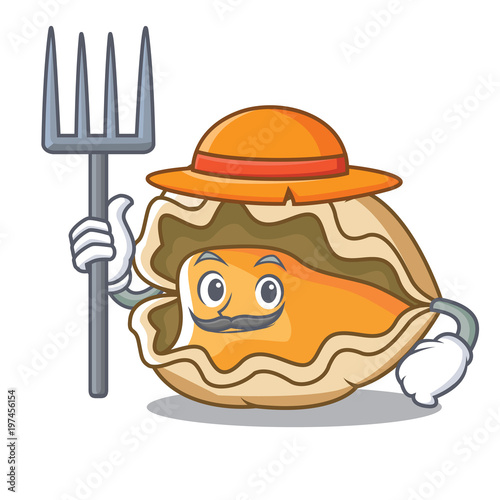 Farmer oyster character cartoon style