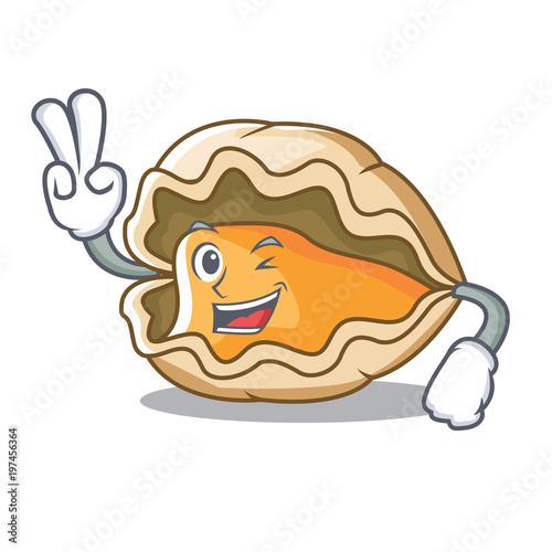 Two finger oyster character cartoon style