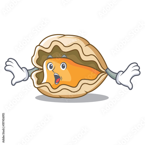 Surprised oyster mascot cartoon style